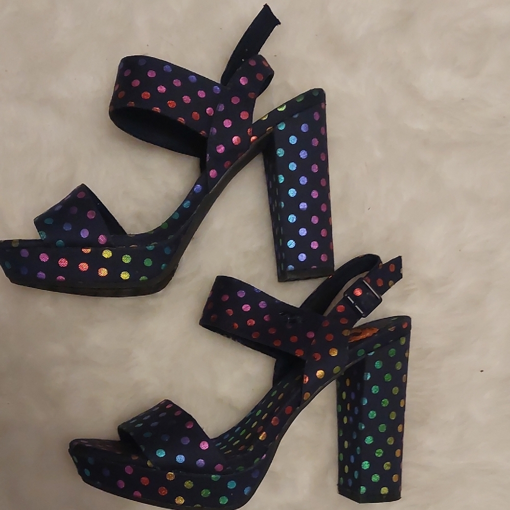Rocket Dog Multicolor Polka Dot Heels
